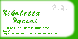 nikoletta macsai business card