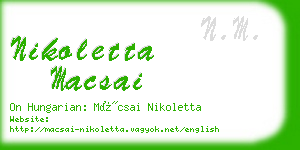 nikoletta macsai business card